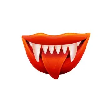 Sexy female vampire or devil mouth realistic vector illustration isolated. Stock Illustration