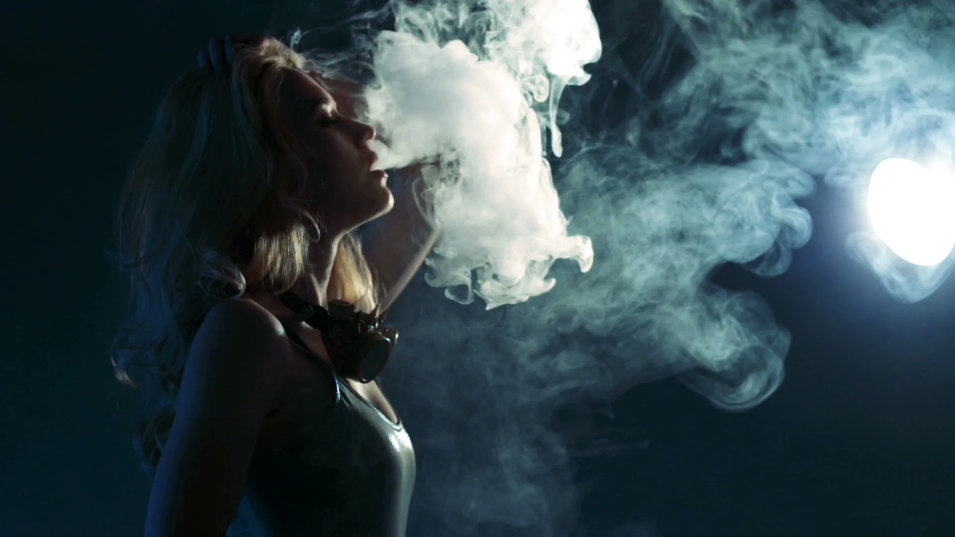 sexy girl glasses smokes vape footage 072602692_prevstill