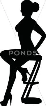 Sexy girl sitting on a bar stool silhouette Stock Illustration