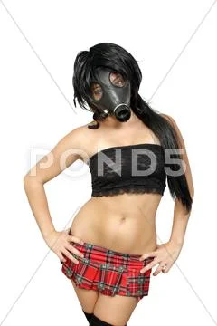 Sexy girl wearing a gas mask (1) Stock Photos
