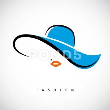 Sexy lady with blue summer hat fashion design Stock Illustration