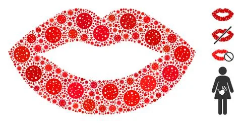 Sexy Lips Mosaic of CoronaVirus Elements 库存插图