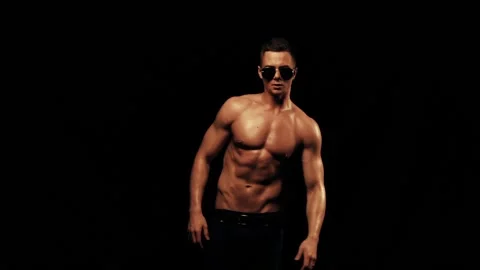 Sexy man on black background 스톡 동영상 88683490