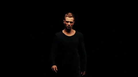 Sexy man on black background Stock Footage 88683521