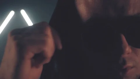 Sexy man dancing in light Stock Footage 105487906