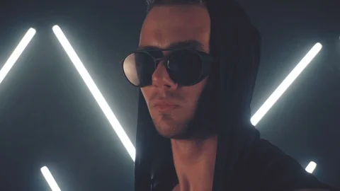Sexy man dancing in light Video stock 105489175