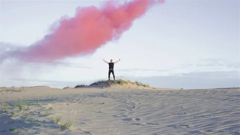 Sexy man in desert Stock Footage 77454915