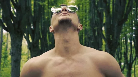 Sexy man in forest 스톡 동영상 89503407