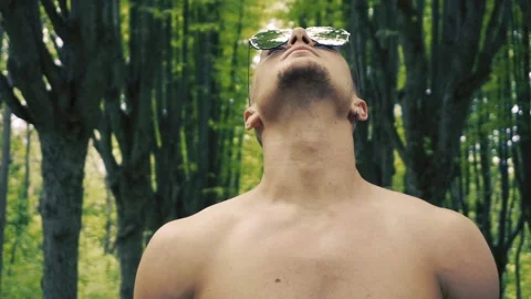 Sexy man in forest Video stock 89503409