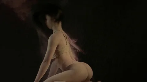 Sexy model in studio posing with paints holi Stock Footage 81631882