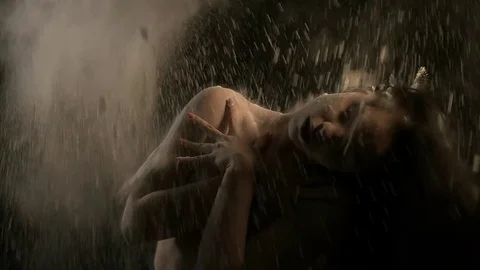 Sexy model in studio posing with paints holi Stock Footage 81632735