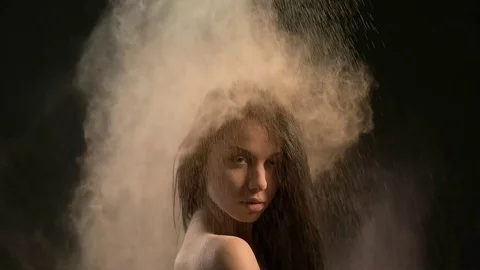 Sexy model in studio posing with paints holi Stock Footage 81926199