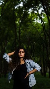 Sexy model in the woods Stock Photos
