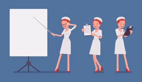 Sexy nurse at presentation Stock Illustration