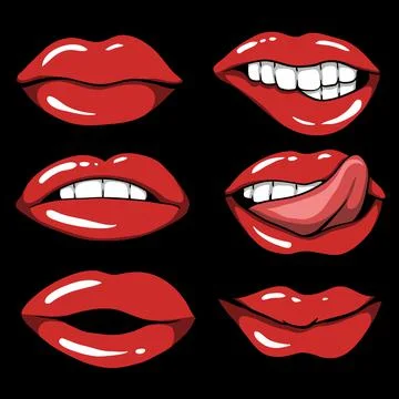 Sexy red lips set vector illustration Stock Illustration