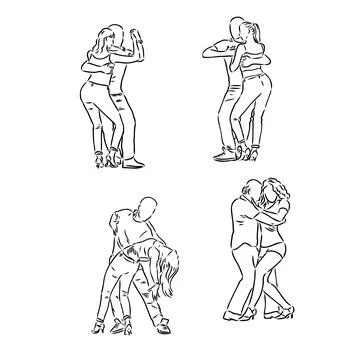 Sexy Salsa couple dancing continuous one line drawing. Latin ballroom dance,  Stock Illustration