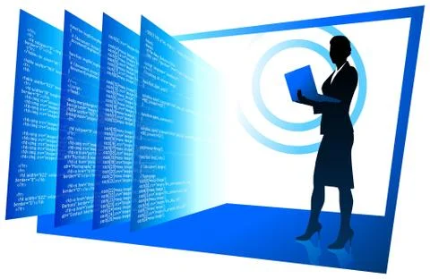 Sexy web developer wireless internet communication background Stock Illustration