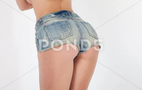 Sexy woman ass in jeans shorts Stock Photos
