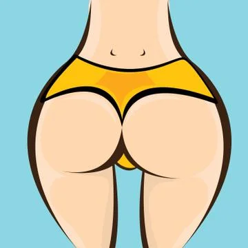 Sexy woman big booty. Vector girl in bikini Illustration #64795552
