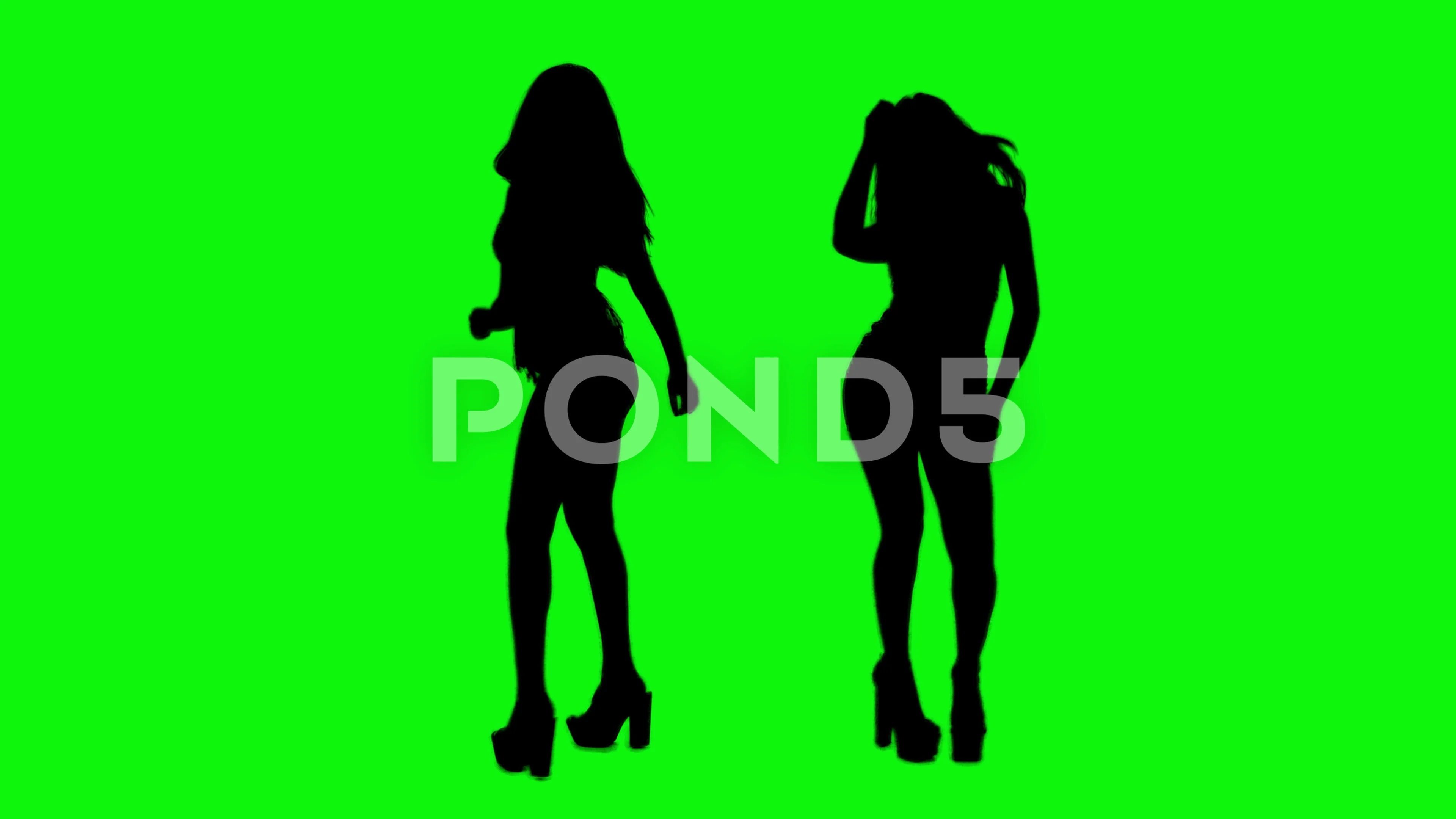 A sexy woman girl dancing silhouette green screen chroma key background 4K  60Fps