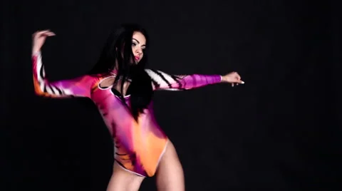Sexy woman with perfect body dancing Stock Footage
