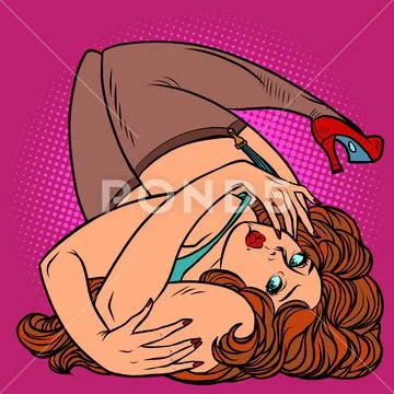 Sexy woman in stockings and underwear Stock Illustration