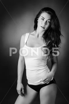 Sexy woman wearing a vest Stock Photos