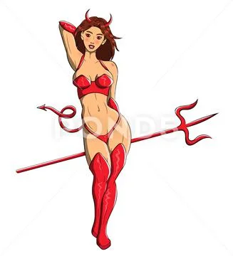 Sexy Women Red Devil Cartoon Character: Royalty Free #156491422