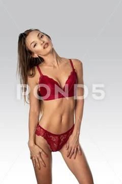 Seductive Beautiful Woman in Panties and a Bra Stock Image - Image
