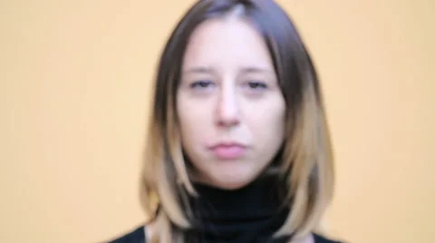 Sexy young woman goes no with her finger Stock Footage