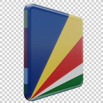 Seychelles 3d illustration flag on pole. Wood flagpole Stock Illustration