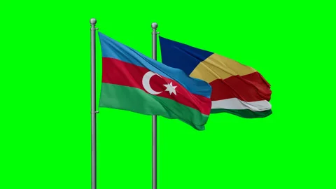 Seychelles and Azerbaijan two flags Stock Footage 292772698