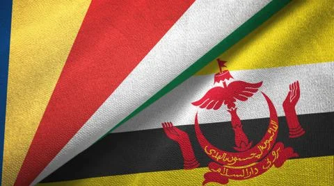 Seychelles and Brunei two flags textile cloth Stock Illustration