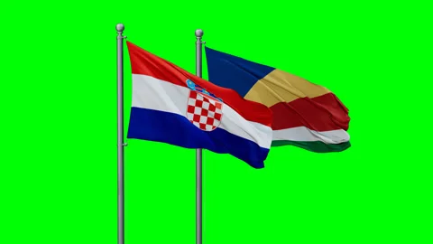 Seychelles and Croatia two flags Stock Footage 291877978