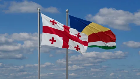 Seychelles and Georgia two flags Stock Footage 286077797