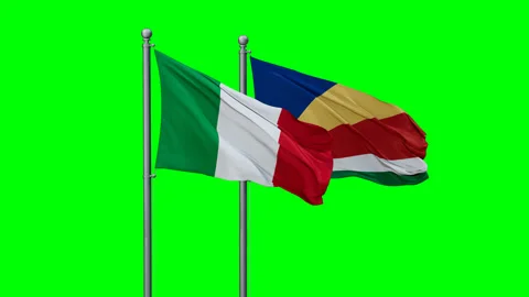 Seychelles and Italy two flags Stock Footage 289650600
