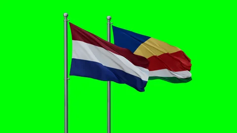 Seychelles and Netherlands two flags Stock Footage 289653493