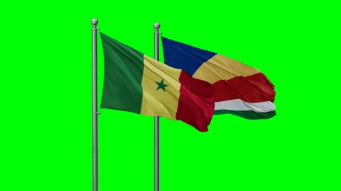 Seychelles and Senegal two flags Stock Footage 293213761