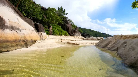Seychelles beach stream Stock Footage 129408414