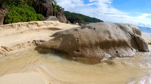 Seychelles beach stream Stock Footage 129408516