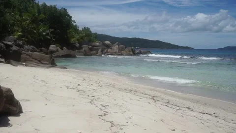 Seychelles Beautiful Anse Source d'Argent La Digue National Park Beach 6 動画素材 196428062