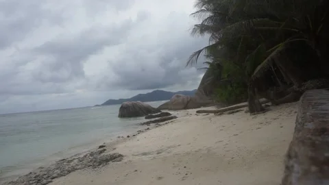 Seychelles Beautiful Anse Source d'Argent La Digue National Park Beach 13 動画素材 196429709