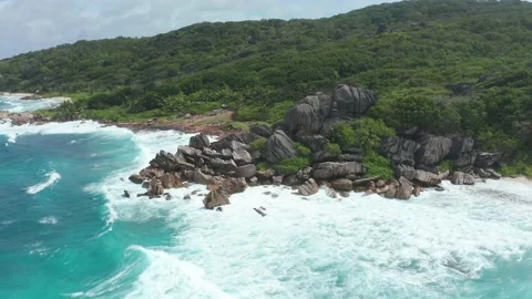 Seychelles cliffs and coast Stock Footage 150860166