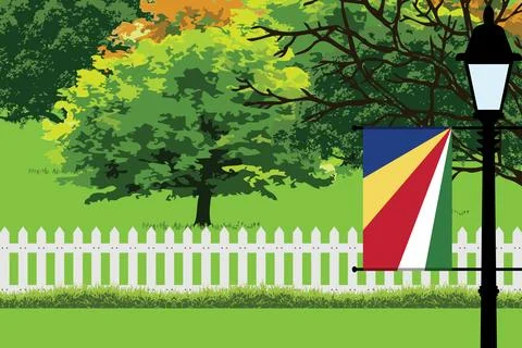 Seychelles Day Trees Lamp Vector Illustration Stock Illustration