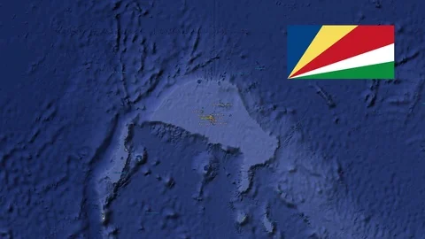 Seychelles with flag. 3d earth in space - zoom in Seychelles outer Stock Footage 93411435