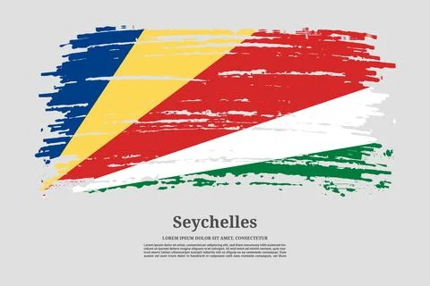 Seychelles flag with brush stroke effect and information text poster, vector Stock Illustration
