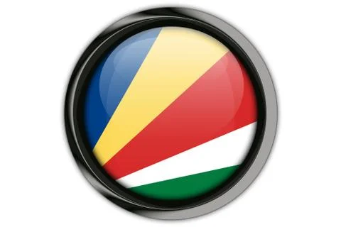 Seychelles flag in the button pin Isolated on White Background Stock Photos