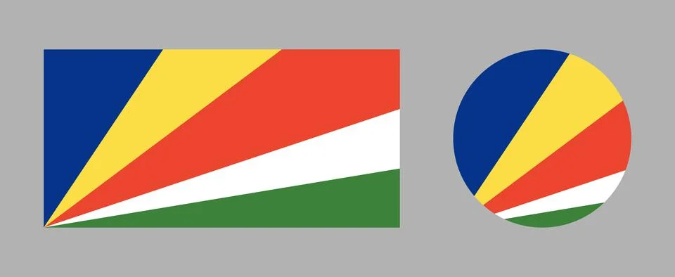 Seychelles flag circle, rectangle icons set. Official colors and proportions Stock Illustration