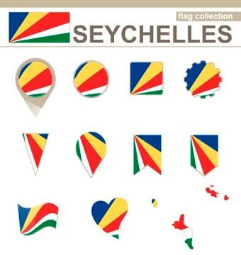 Seychelles Flag Collection Stock Illustration