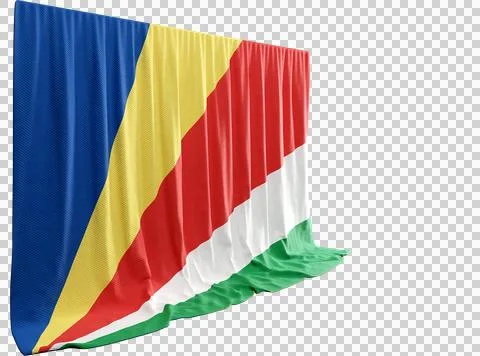 Seychelles Flag Curtain in 3D Rendering called Flag of Seychelles Stock Illustration